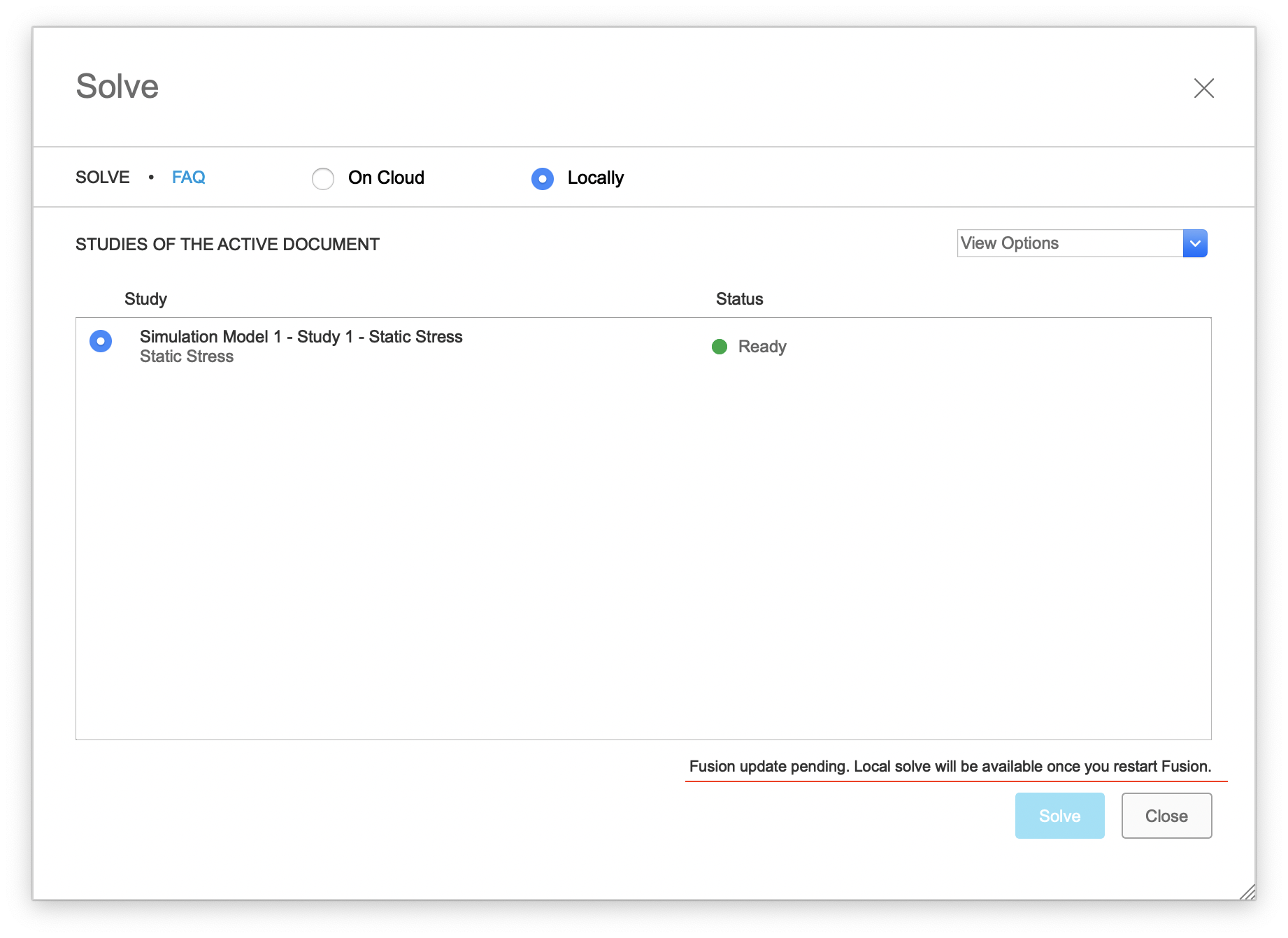 Fusion 360 Help | Unable To Run Local Solve In Fusion 360 | Autodesk