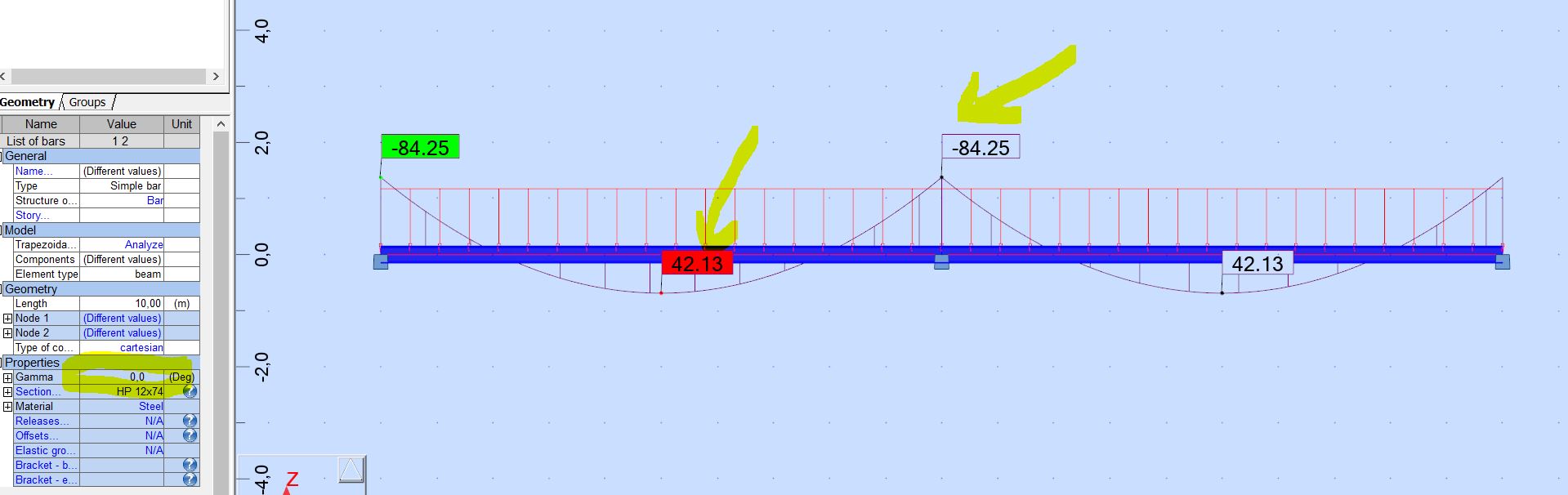 Unexpected bending moment sign for beam in Robot Structural Analysis