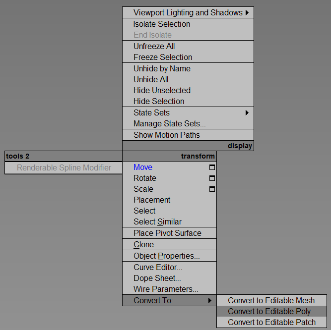 Properties Menu for Objects