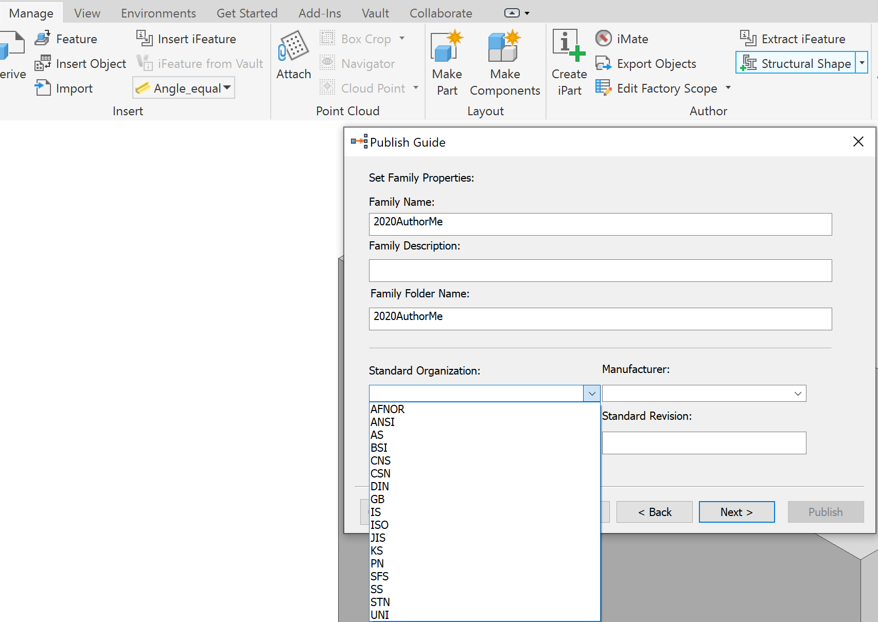 How to create a custom Standard in Publish Guide when authoring Structural  Shape with Inventor | Search | Autodesk Knowledge Network