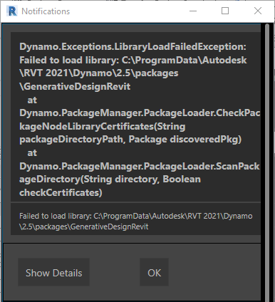 Unable to load Generative Design within Dynamo for Revit