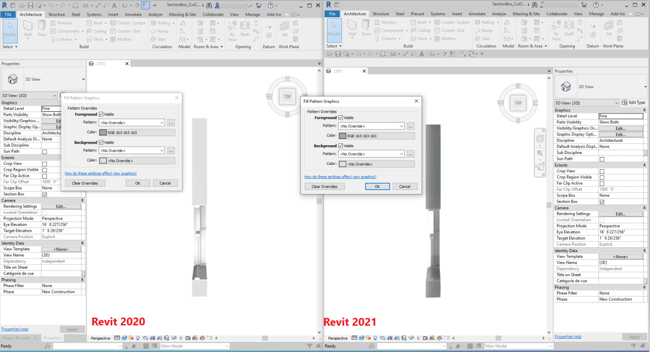 Cut color of wall in realistic view display changed when upgraded