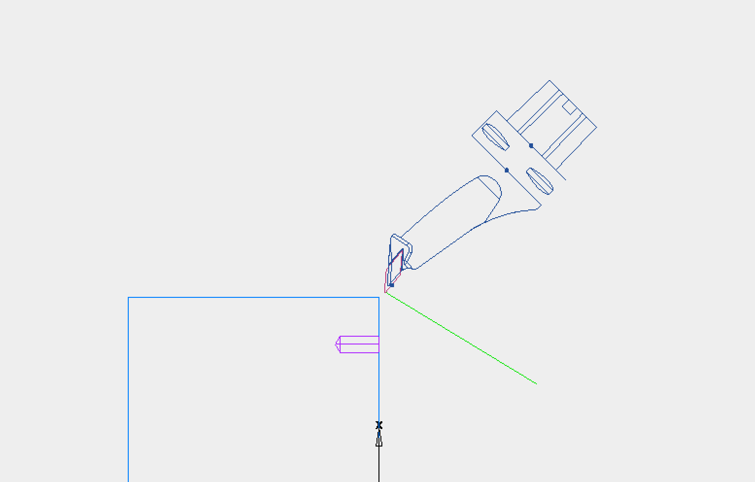 Tool orientation reversed 180 degrees using machine simulation in