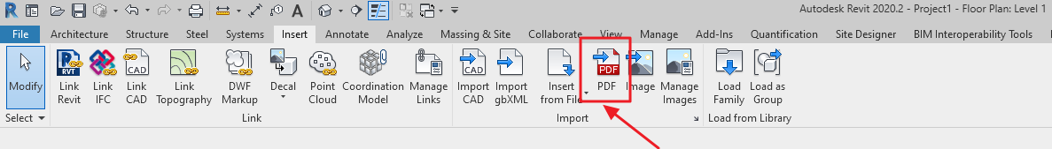 Cannot insert a PDF into model in Revit LT