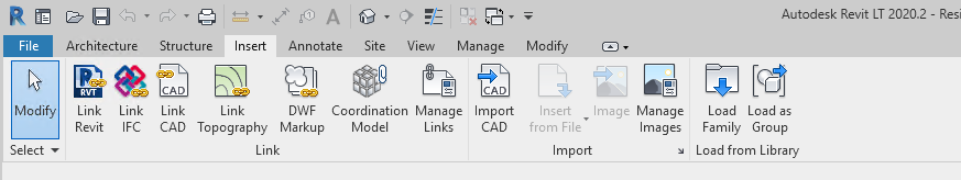 Cannot insert a PDF into model in Revit LT