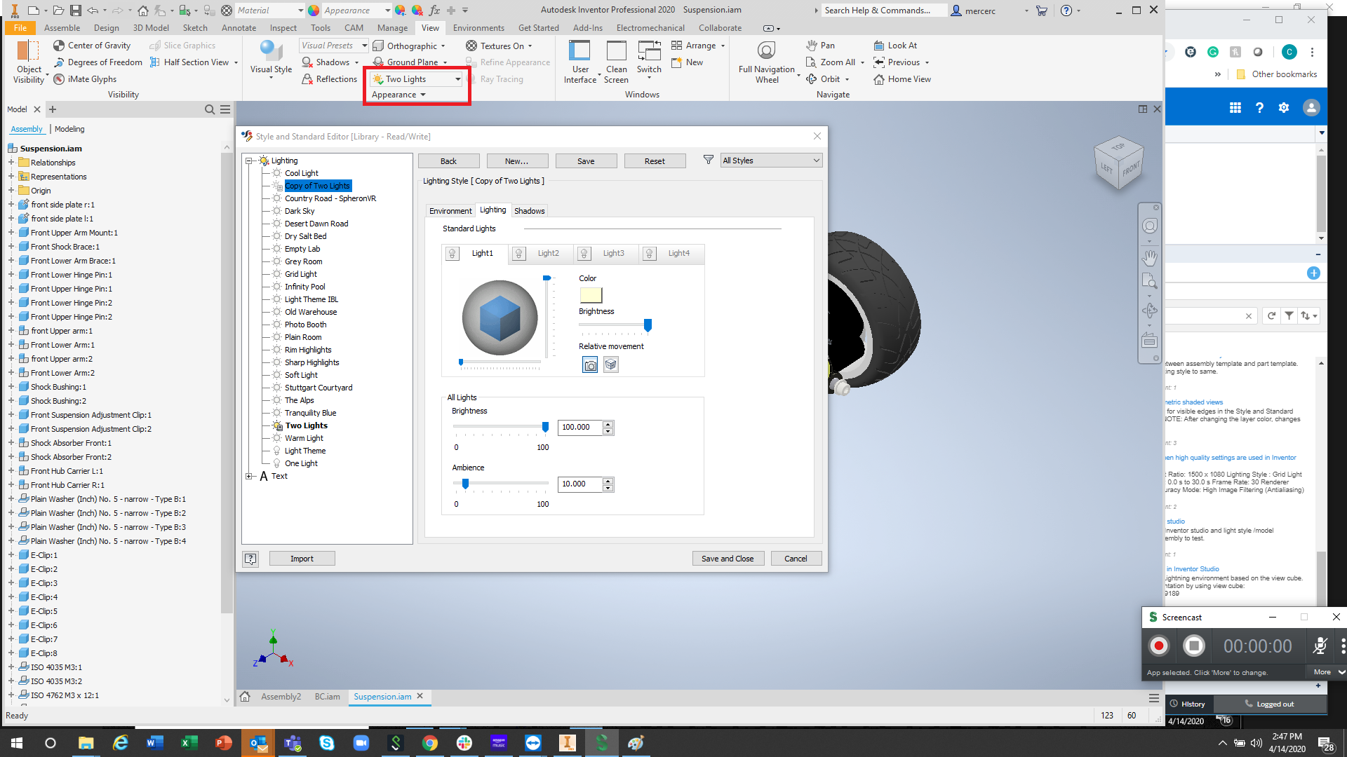 Como definir a iluminação padrão no Inventor