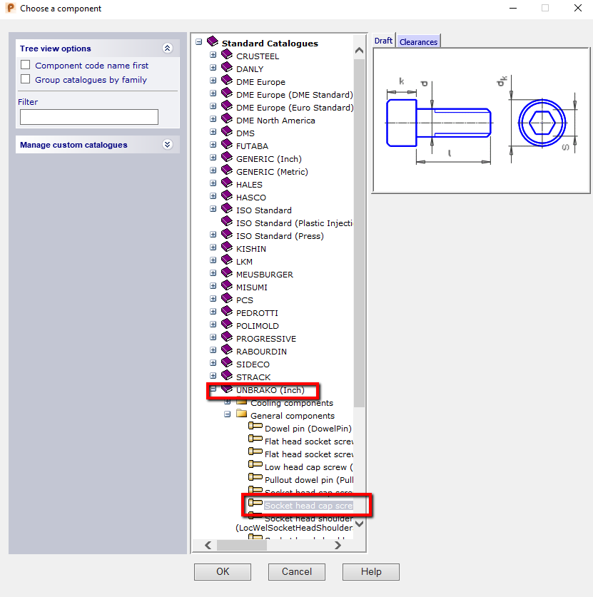 Adding PCS (imperial) catalogue cap screws generate metric PowerFeature