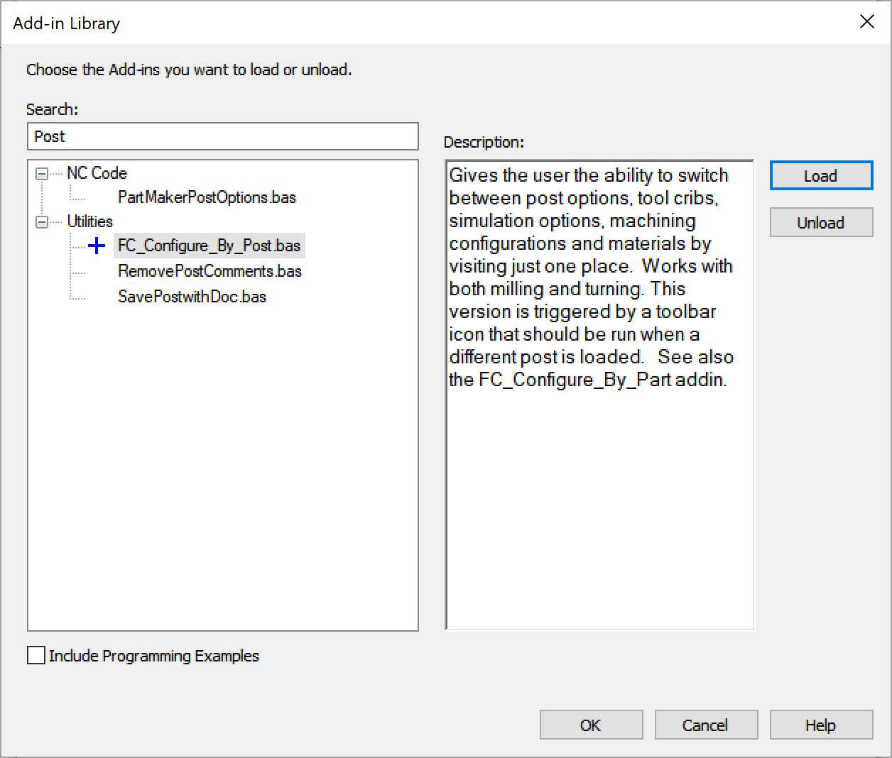 Selecting tool cribs and post processors at the same time in FeatureCAM