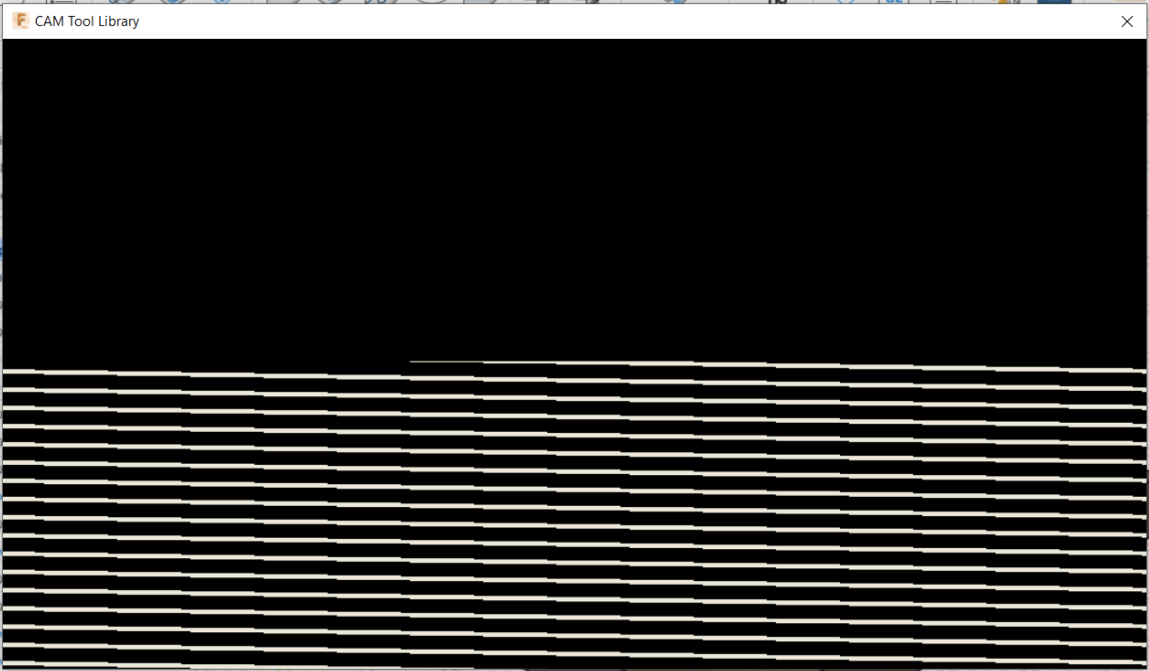Blacked out Tool Library window