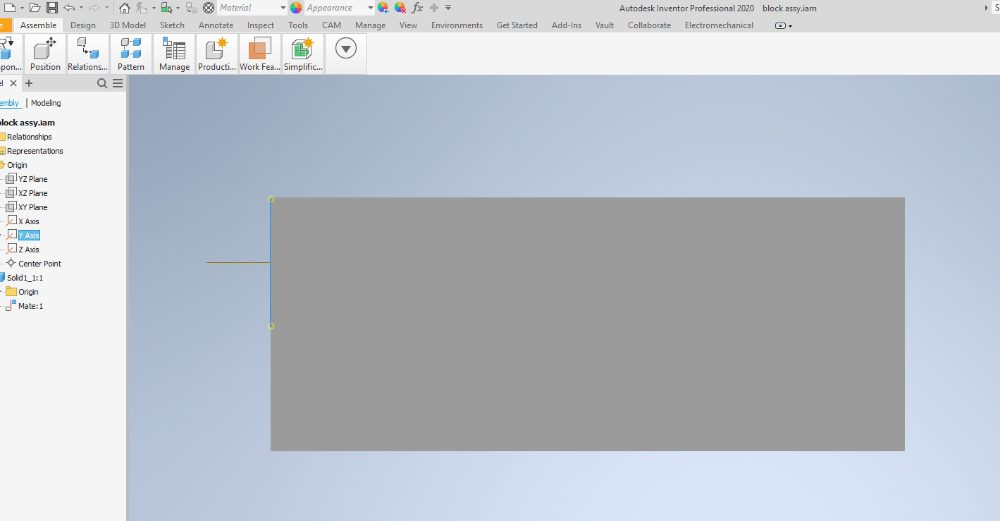 How to align an assembly component to the Origin Axis in Inventor