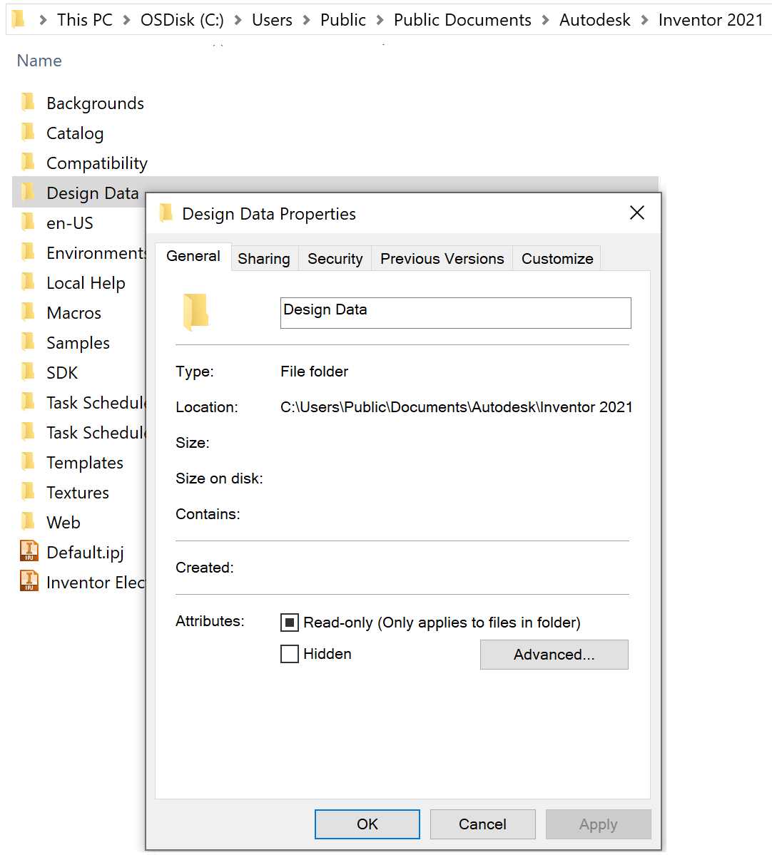 "Style library [path] is readonly" in Inventor when updating existing