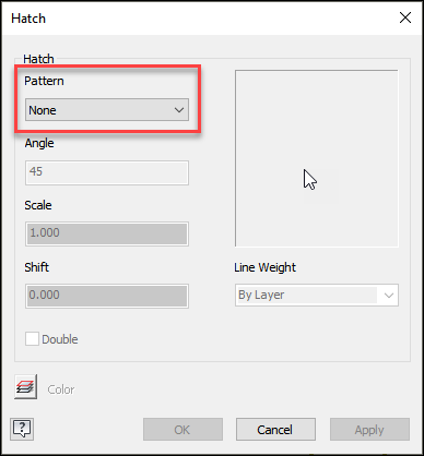 How to remove a hatch in a drawing sketch in Inventor