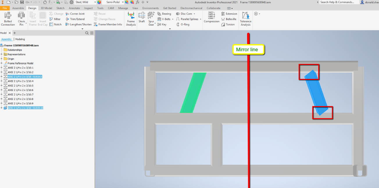 Mirrored frame not trimmed as expected after original frame is trimmed in  Inventor 2021 | Search | Autodesk Knowledge Network