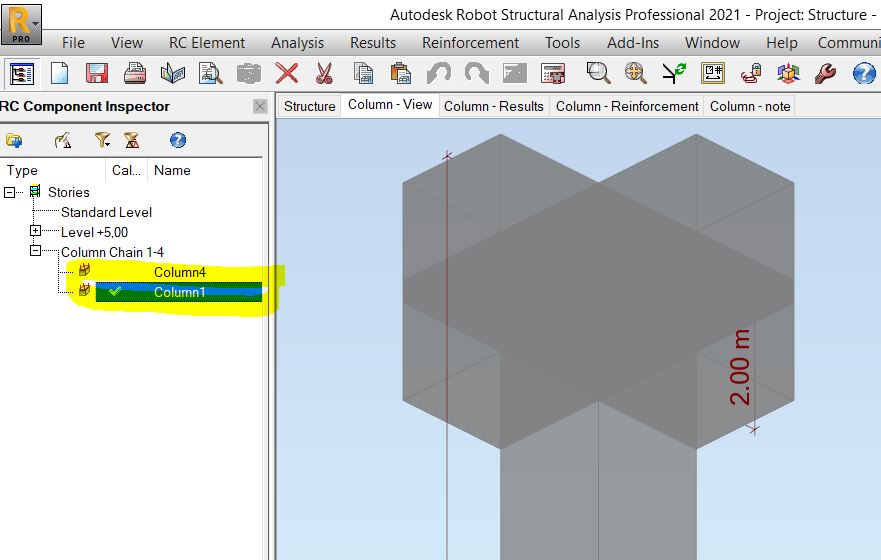 How to present column section in empty field of RC column drawing in ...