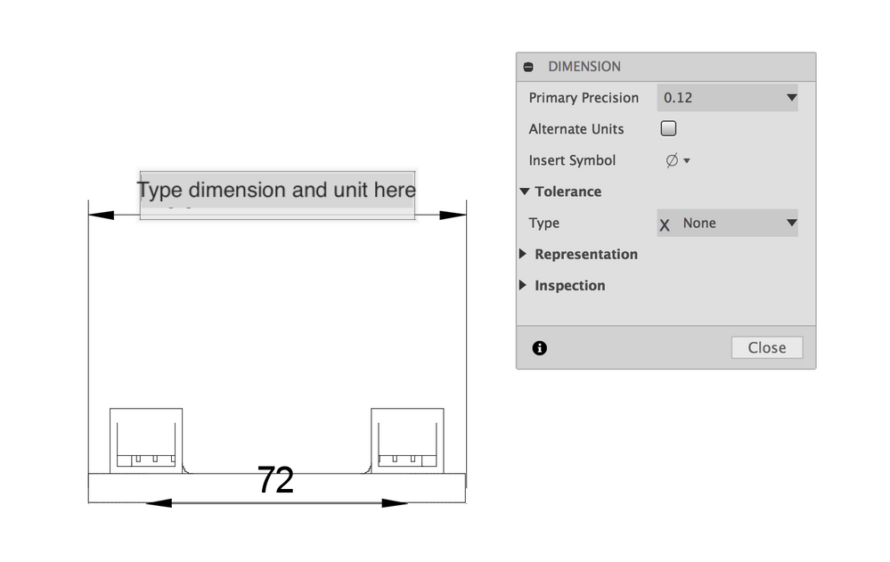 Fusion 360에서 2D 도면에 피트 치수를 추가할 수 없습니다.