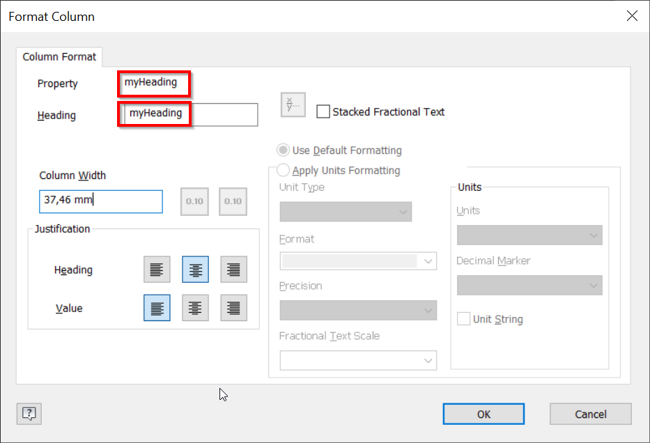 Format Column Dialog shows Heading text instead of Property name when editing Revision Table in