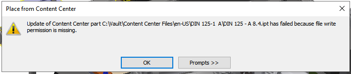"Update...failed...write Permission Is Missing" When Placing Vault ...