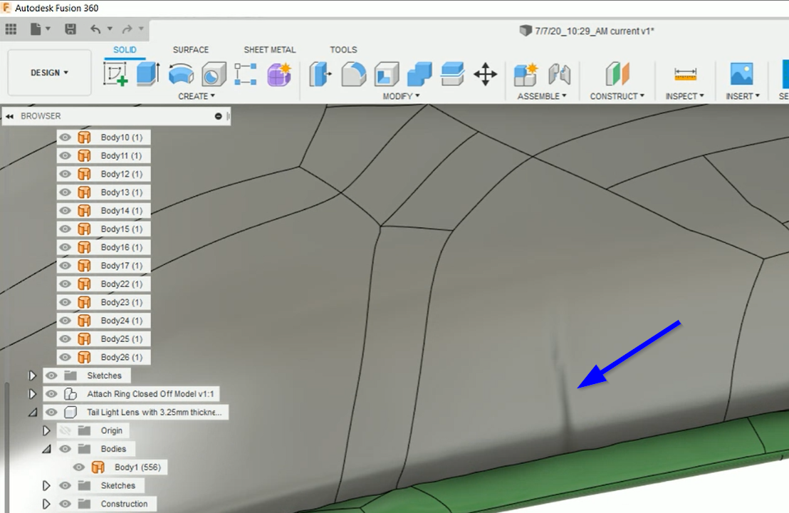 How to modify surface body to remove imperfections in Fusion 360
