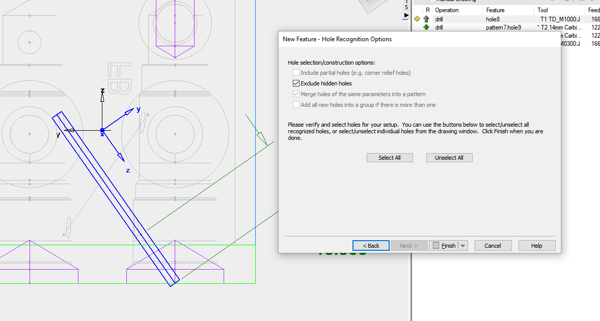 Change four axis hole start positions in FeatureCAM FeatureCAM