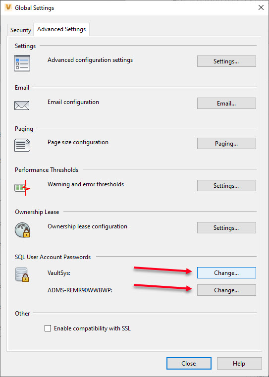 Change the password for VaultSys or ADMS username in Autodesk Vault