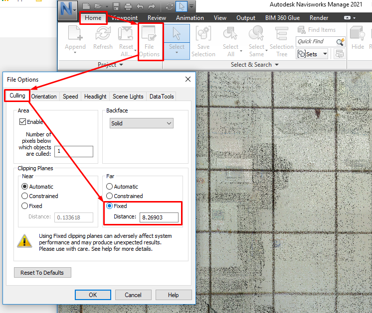 Points from point cloud disappear constantly when zooming in Navisworks