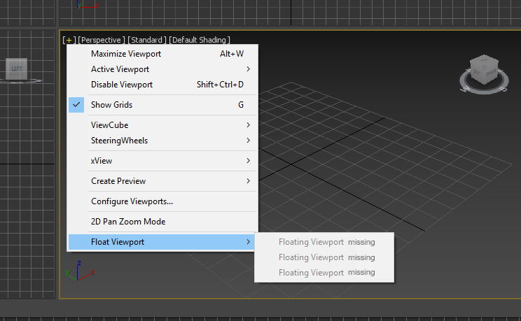 option is grayed out and shows in 3ds Max