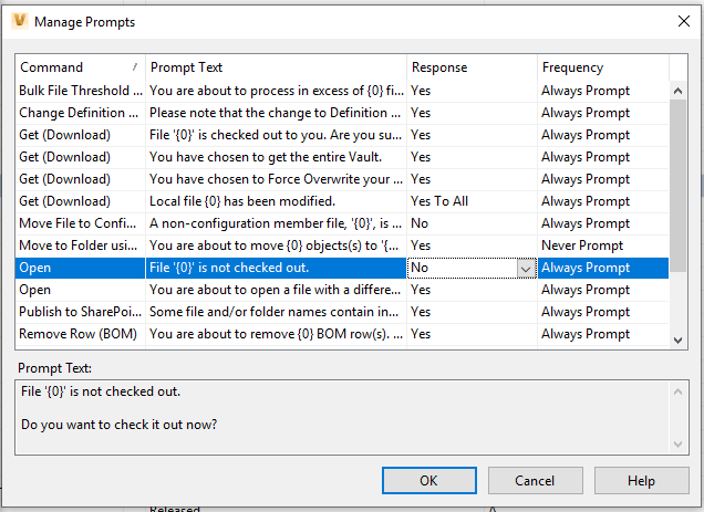 Files are checked out automatically without prompt when opening from Vault