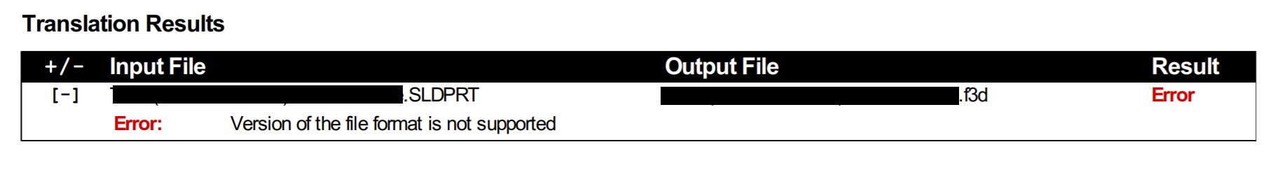 Error Version of the file format is not supported in Autodesk Fusion