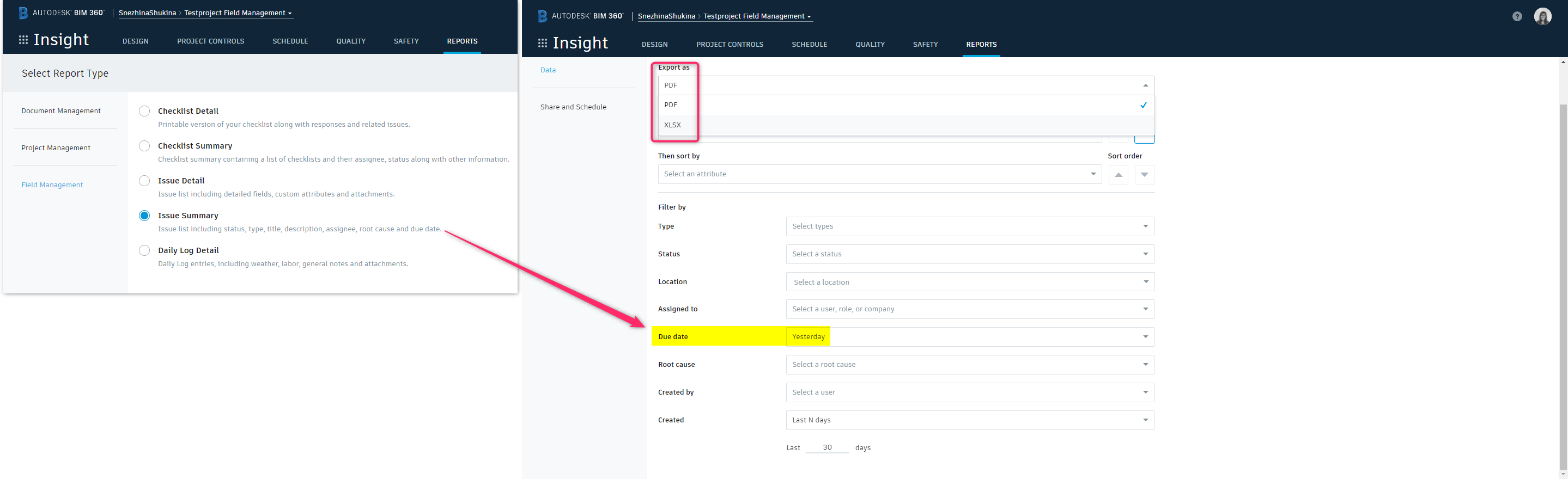 create scheduled reports for issues overdue in bim 360 insight bim 360 autodesk knowledge network