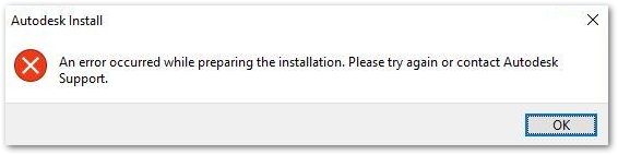 Ошибка при подготовке к установке autodesk