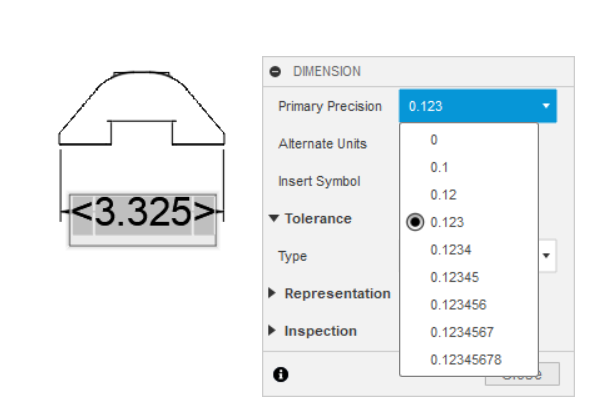 How to change number of displayed decimals on Fusion drawing dimension