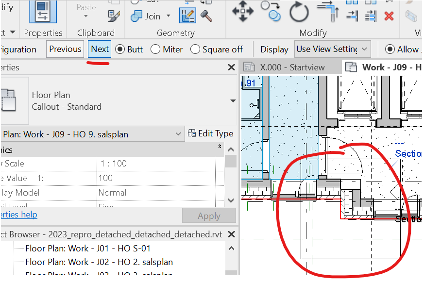 Inconsistent graphics regeneration at specific wall joins in a Revit model