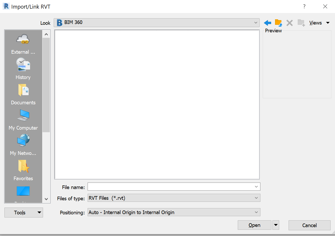 When linking a model saved on BIM 360 nothing is displayed in the