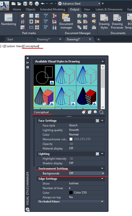 在Advance Steel中，无法将背景更改为蓝白渐变色 AutoCAD  Autodesk 