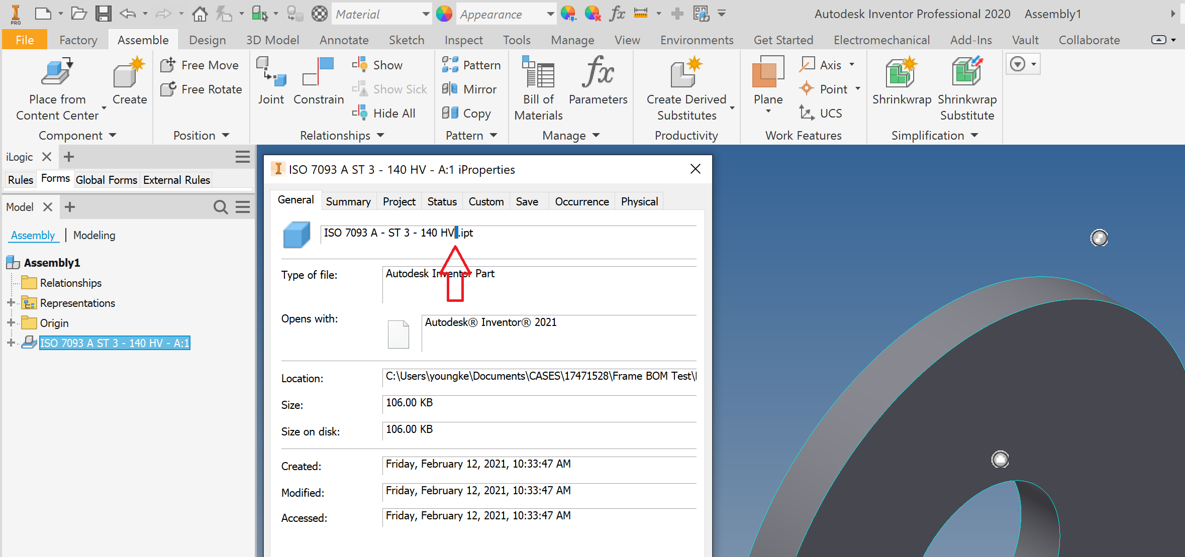 Content Center naming removes space in part name within Inventor 2021