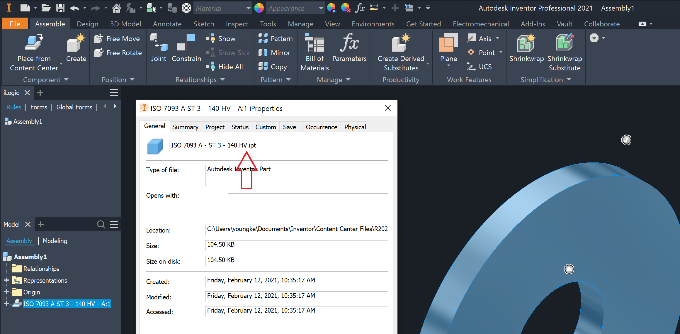 Content Center naming removes space in part name within Inventor 2021