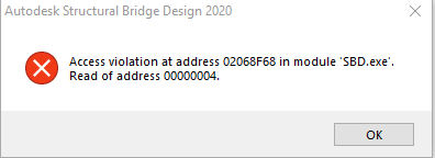 Access Violation at address in module SBD.exe.