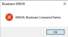 AutoCAD 製品に「エラー: Bluebeam のコマンドに失敗しました」と表示