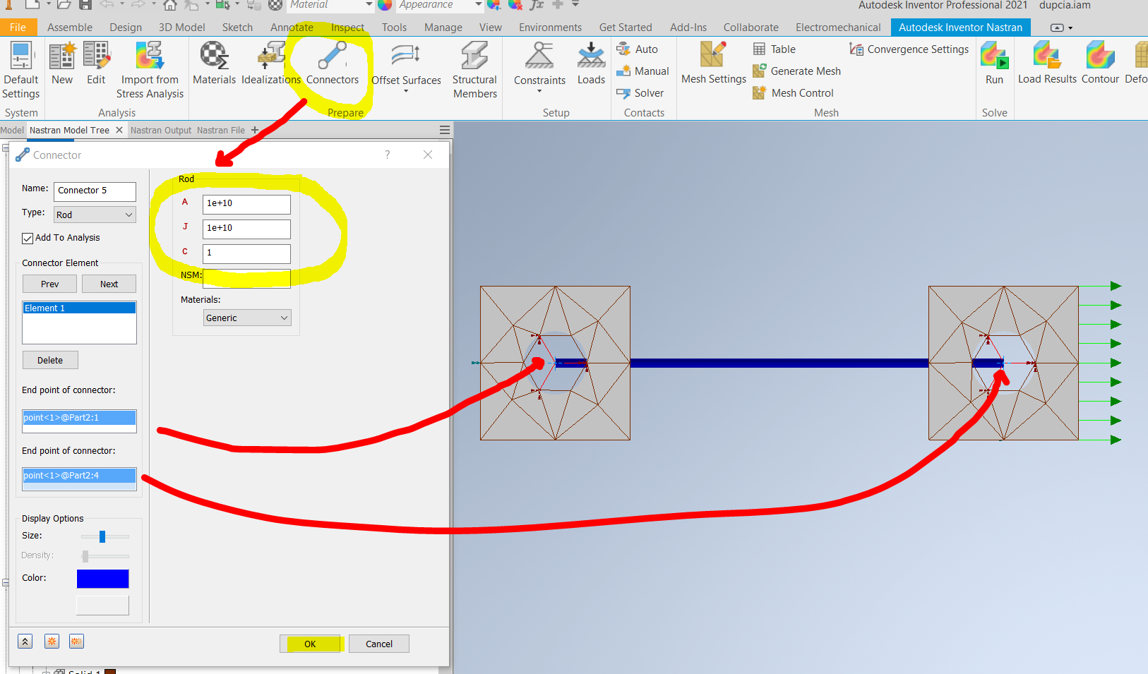 Presentation of total force applied to point which is common for two