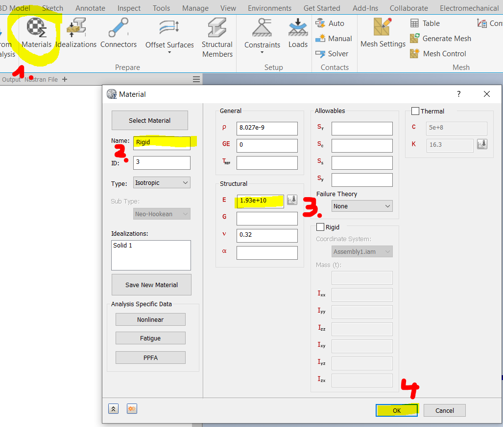 How to find force in rigid link connector end in Inventor Nastran