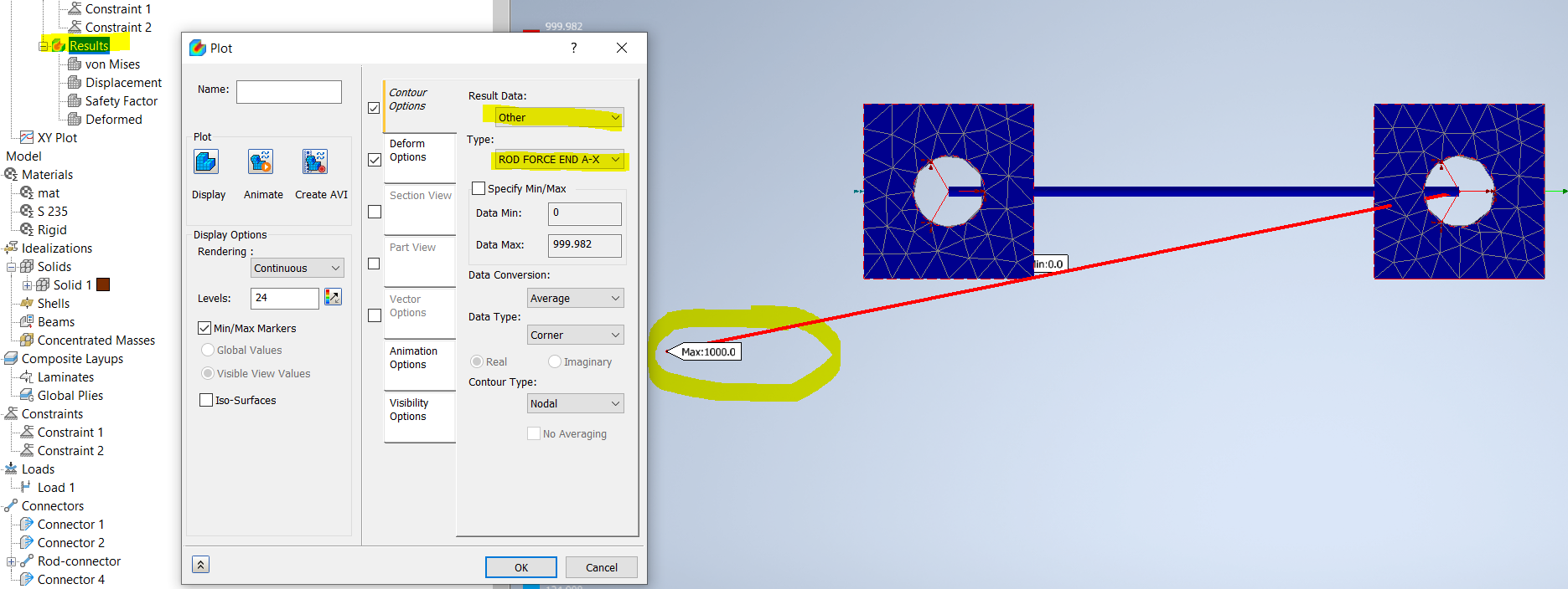 How to find force in rigid link connector end in Inventor Nastran