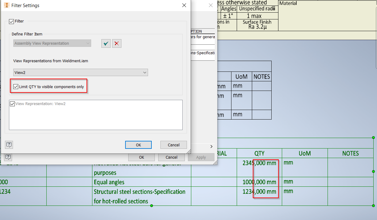 When activating the option "Limit QTY to visible components only" the