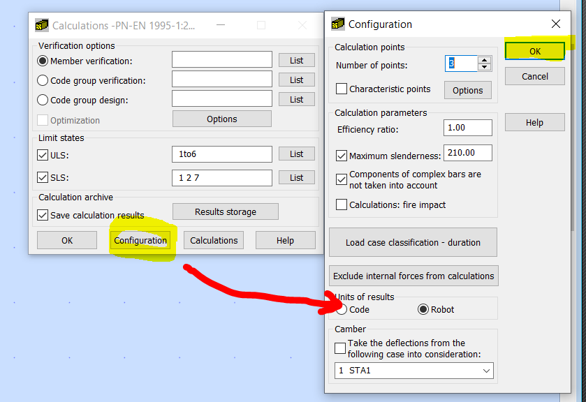 Units in code steel/aluminum or timber code check report cannot be
