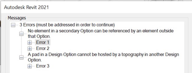 Cannot Edit Pad In Specific Design Option In Revit No Element In A 