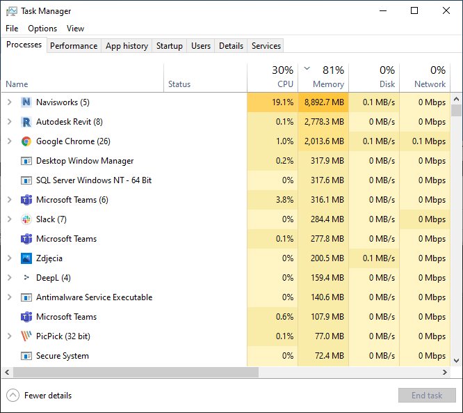 "You have run out of memory. Please reduce the amount of memory used