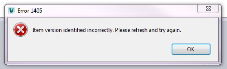 エラー1405アイテムバージョンが正しく識別されませんでした