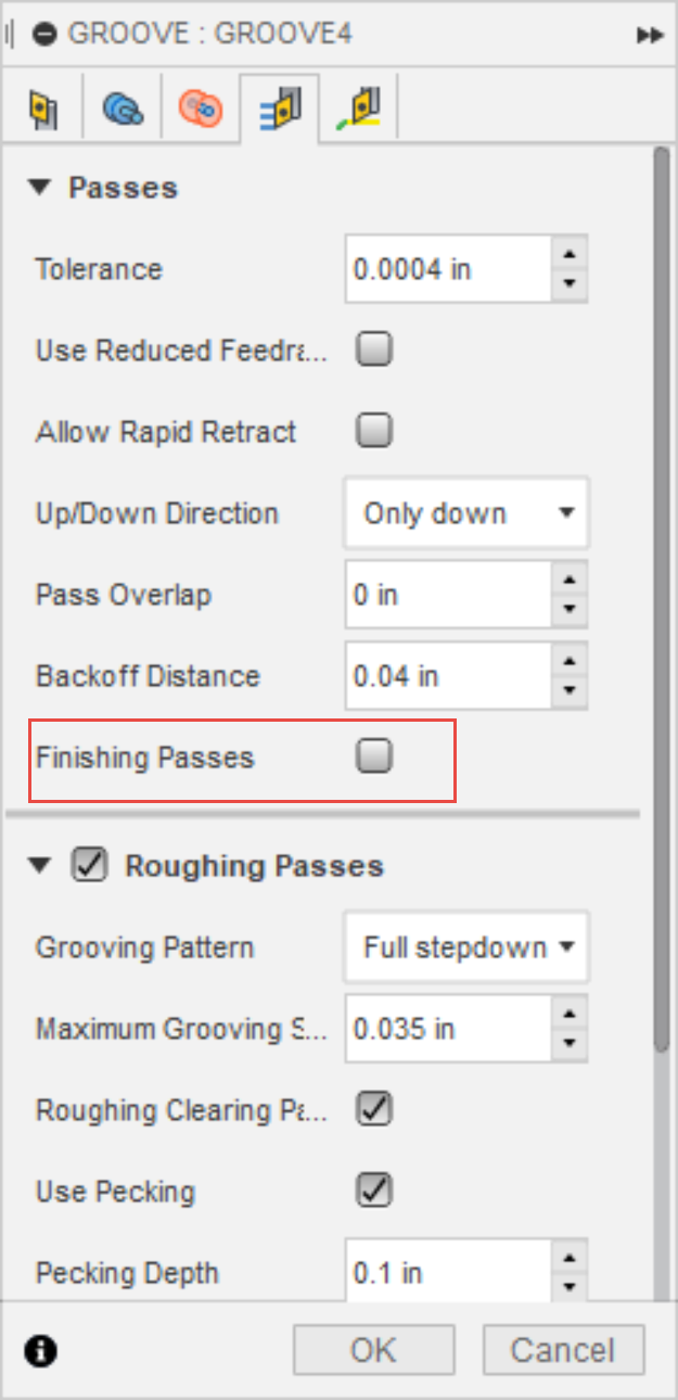 Grooving toolpath follows shape of model in Fusion 360