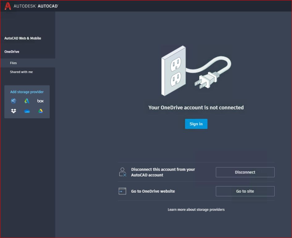 Cannot Disconnect OneDrive From AutoCAD Web App In Edge Search Autodesk Knowledge Network