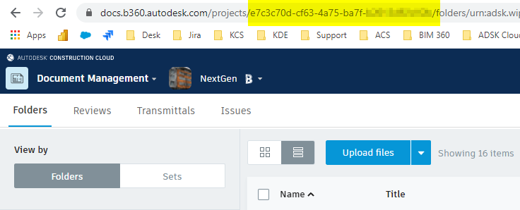 How to identify the project ID in a BIM 360 project