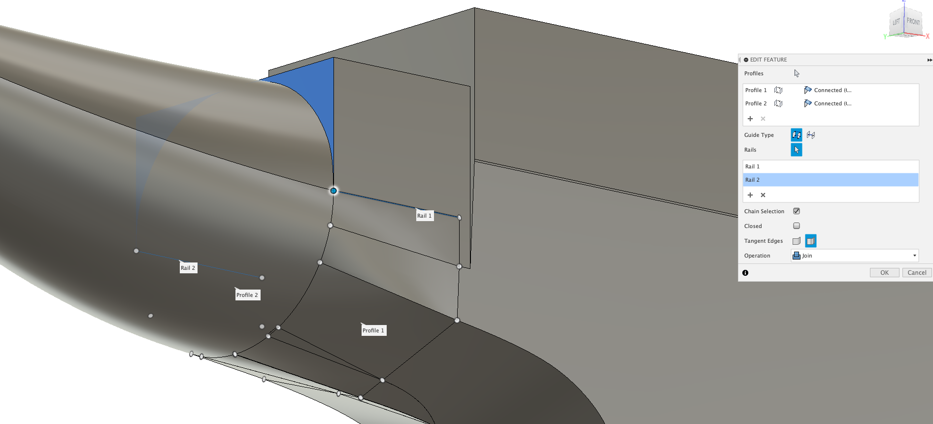 Lofting two profiles results in hole or void where it should be closed ...
